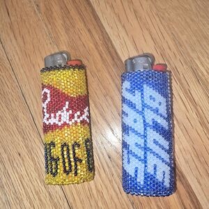 Beaded Lighter Covers in Yellow and Blue